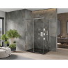 Mexen Omega плъзгаща се душ кабина 120 x 90 см, прозрачна, хром + корито Flat,