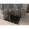 Mexen Omega плъзгаща се душ кабина 120 x 90 см, прозрачна, хром + душ поддушие Flat, черно - 825-120-090-01-00-4070
