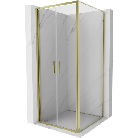 Mexen Exo-B Duo отваряема душ кабина 70 x 70 см, прозрачна, златна - 814-070-070-50-00