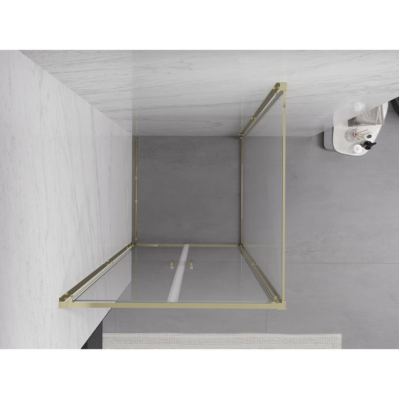 Mexen Exo-B Duo отваряема душ кабина 70 x 70 см, прозрачна, златна - 814-070-070-50-00