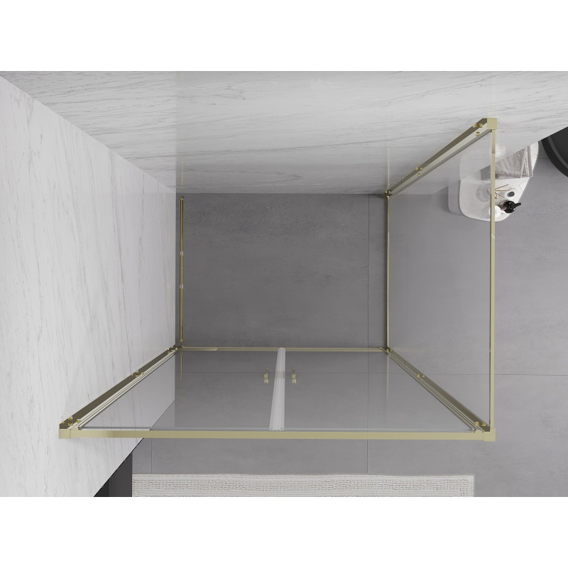 Mexen Exo-B Duo отварящ се душ кабина 90 x 70 см, прозрачна, златна - 814-090-070-50-00