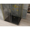 Mexen Omega плъзгаща се душ кабина 100 х 90 см, прозрачна, златна + корито Flat,
