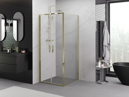 Mexen Exo-B Duo отваряема душ кабина 90 x 90 см, прозрачна, златна - 814-090-090-50-00