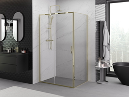 Мексен Екзо плъзгаща се душ кабина 95 x 70 см, прозрачна, златна - 8151-095-070-50-00