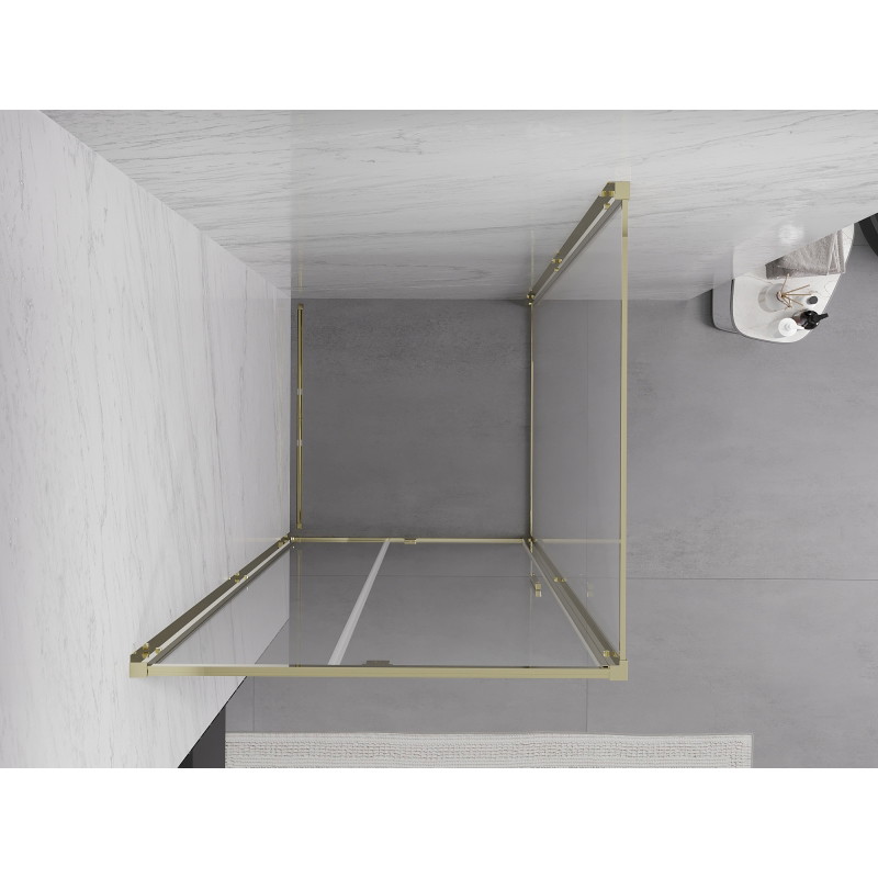 Mexen Exo-R разгъваема душ кабина 90 x 90 см, прозрачна, златна - 819-090-090-50-00