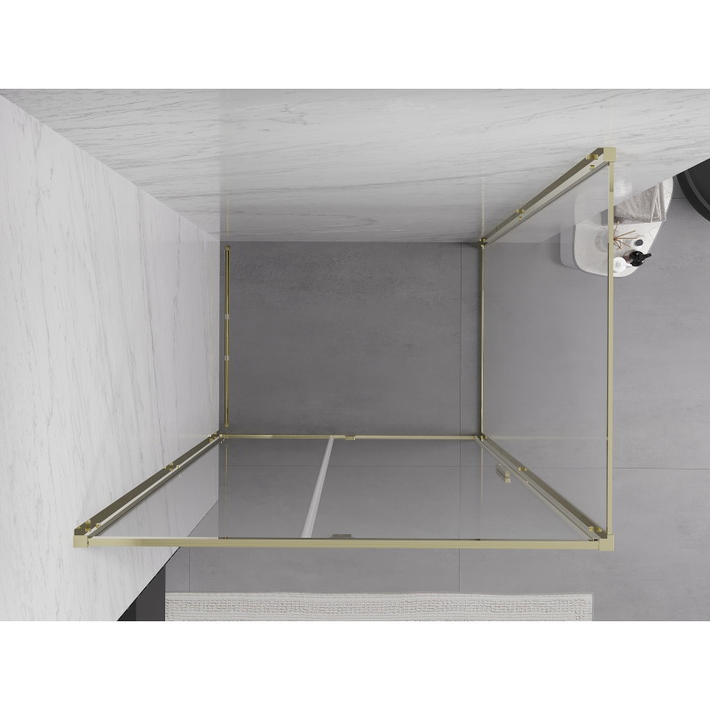 Mexen Exo-R душ кабина с отваряща се врата 90 x 95 см, прозрачна, златна