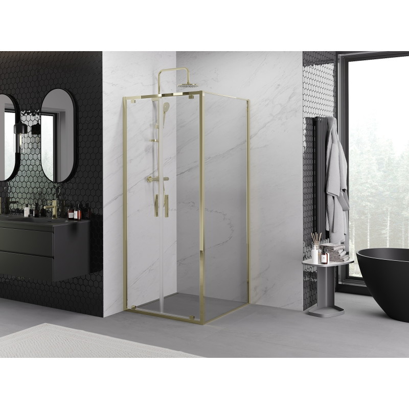 Mexen Exo-BR Duo отворяема душ кабина 70 x 70 см, прозрачна, златиста - 8182-070-070-50-00
