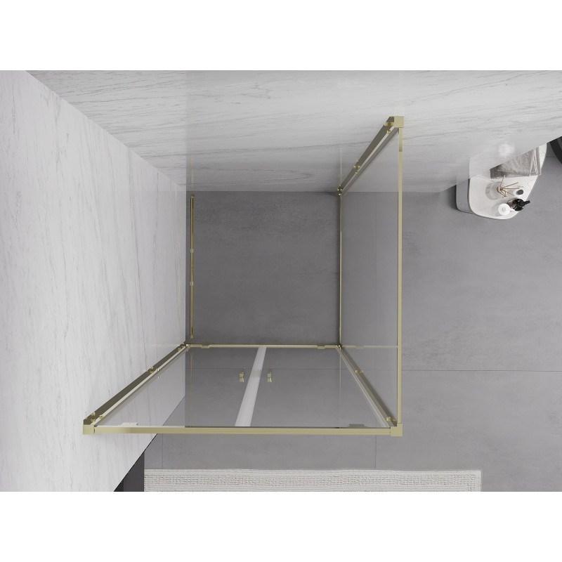 Mexen Exo-BR Duo отворяема душ кабина 70 x 70 см, прозрачна, златиста - 8182-070-070-50-00