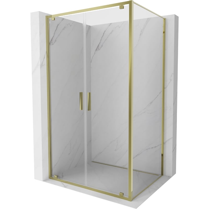 Mexen Exo душ кабина с отваряща се врата 80 x 70 см, прозрачна, златна - 8182-080-070-50-00