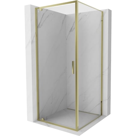Mexen Exo отваряща се душ кабина 75 x 75 cm, прозрачна, златна - 8181-075-075-50-00