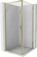 Mexen Exo душ кабина с отваряща се врата 85 x 85 cm, прозрачна, златна - 8181-085-085-50-00