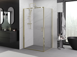 Mexen Exo кабина за душ с врата, златиста, 90 x 80 см, прозрачна - 817-090-080-50-00