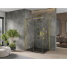Mexen Omega плъзгаща се душ кабина 120 x 80 см, прозрачна, златна + поддушово