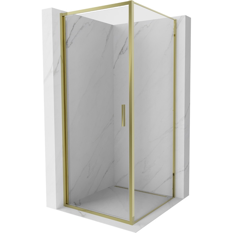 Mexen Exo-B сгъваема душ кабина 85 x 85 см, прозрачна, златна - 817-085-085-50-00