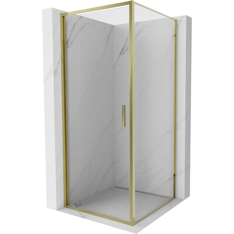 Mexen Exo душ кабина отваряща се 85 x 85 см, прозрачна, златна - 817-085-085-50-00