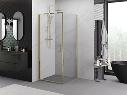 Mexen Exo душ кабина отваряща се 85 x 85 см, прозрачна, златна - 817-085-085-50-00