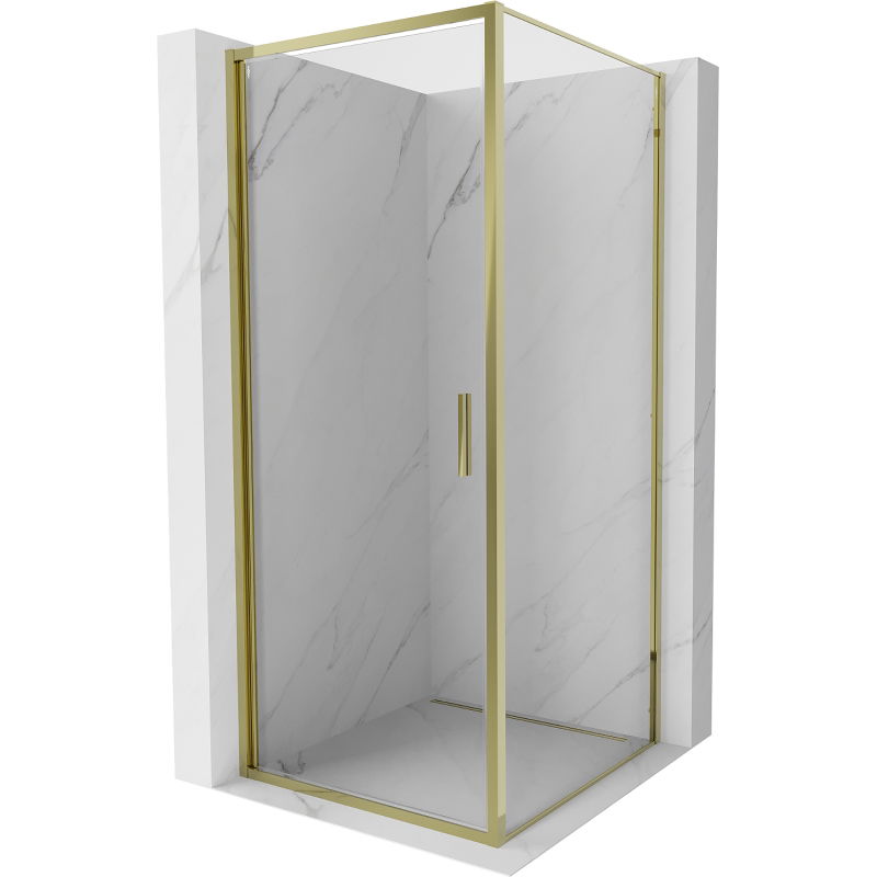 Mexen Exo Душ-кабина вратичка, 95 x 95 см, прозрачна, златна - 817-095-095-50-00
