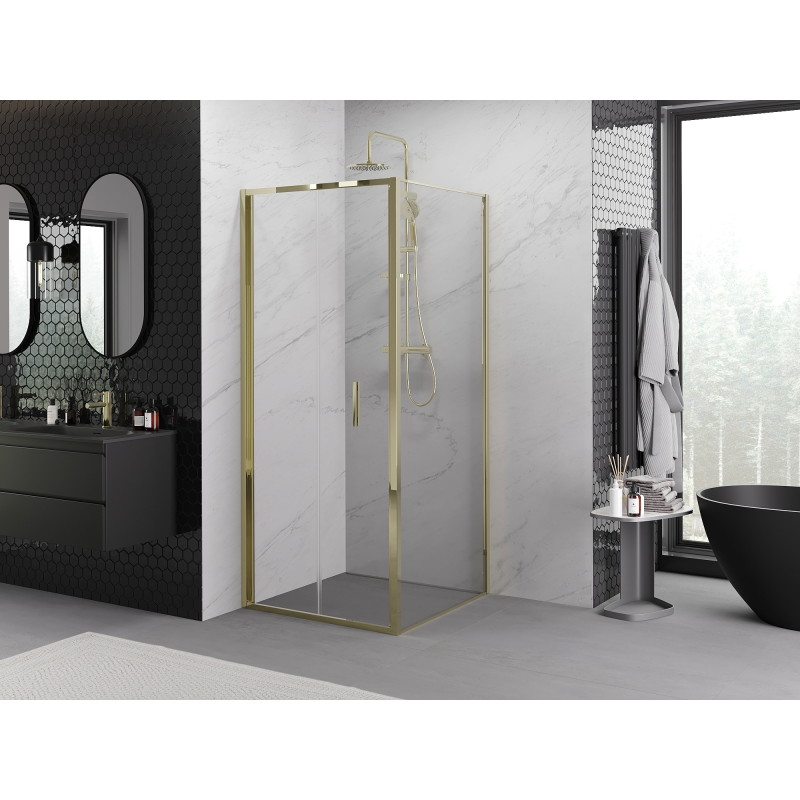 Mexen Exo-F сгъваем душ кабина 70 x 70 см, прозрачна, златиста - 816-070-070-50-00