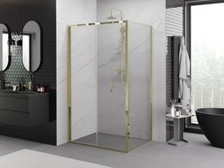 Mexen Exo сгъваема душ кабина 85 x 80 см, прозрачна, златна - 816-085-080-50-00