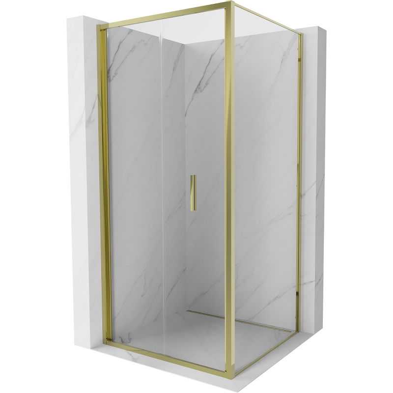 Mexen Exo сгъваема душ кабина 85 x 85 см, прозрачна, златна - 816-085-085-50-00
