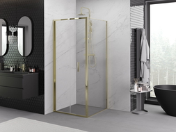 Mexen Exo сгъваема душ кабина 85 x 85 см, прозрачна, златна - 816-085-085-50-00