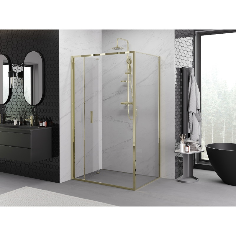 Mexen Exo-F сгъваема душ кабина 70 x 90 см, прозрачна, златна - 816-070-090-50-00