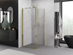 Mexen Exo-F сгъваема душ кабина 90 x 90 см, прозрачна, златна - 816-090-090-50-00
