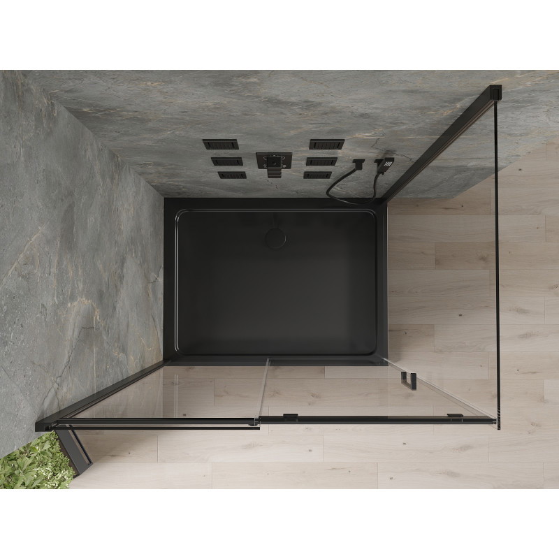Mexen Omega разтегателна душ кабина 100 x 80 см, прозрачна, черна + плосък