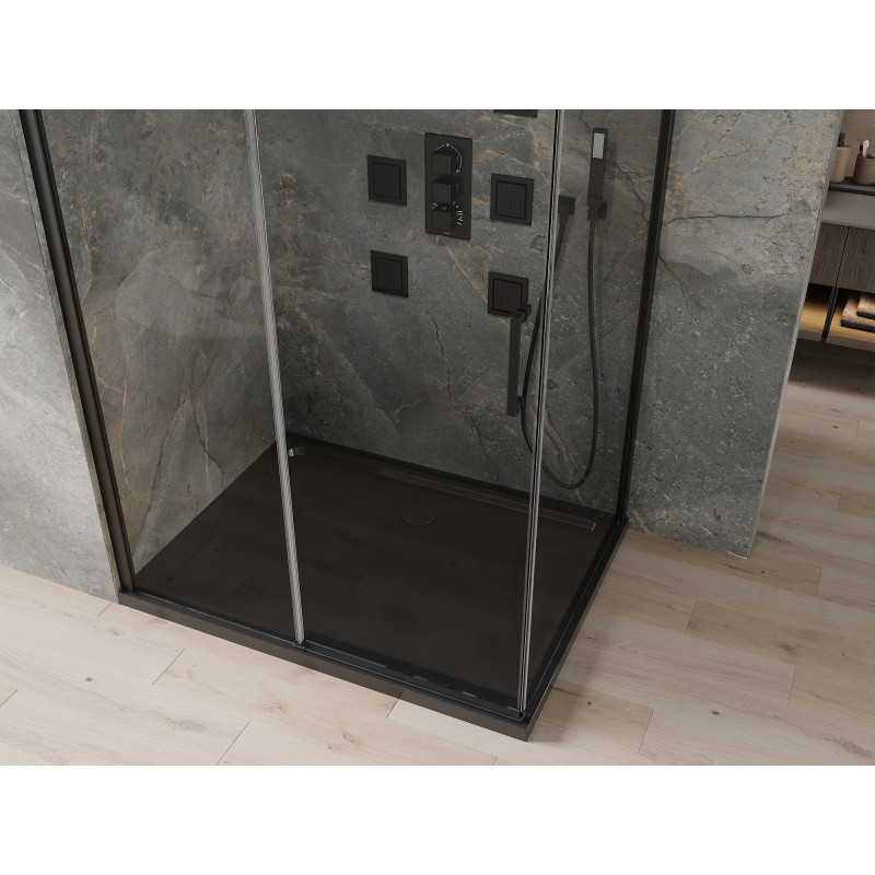 Mexen Omega разтегателна душ кабина 100 x 80 см, прозрачна, черна + плосък