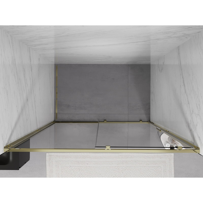 Mexen Exo-S плъзгаща се душ кабина 155 см, прозрачна, златна - 8151-155-000-50-00