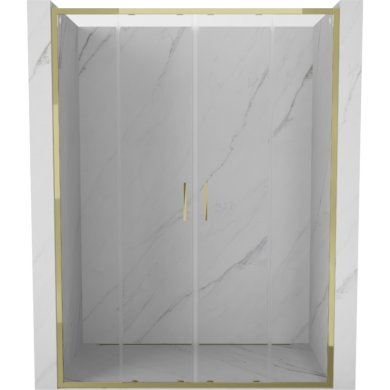 Mexen Exo-S Duo двойни плъзгащи се душ врати 140 cm, прозрачни, златни
