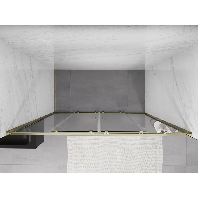 Mexen Exo двойни плъзгащи се душ врати 190 см, прозрачни, златни - 8152-190-000-50-00