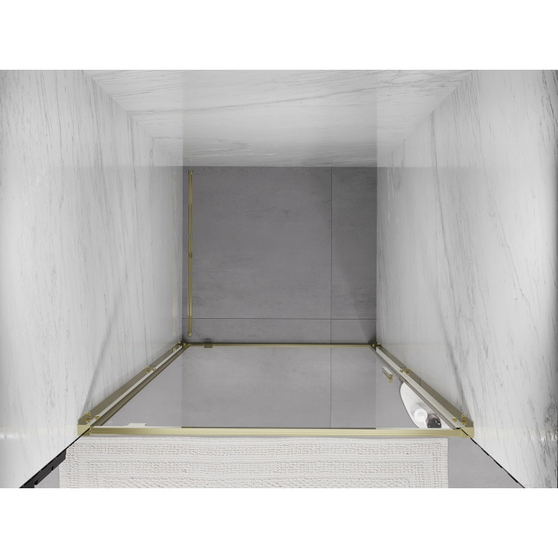 Mexen Exo-BR отворяеми душ врати 90 см, прозрачни, златни - 8181-090-000-50-00