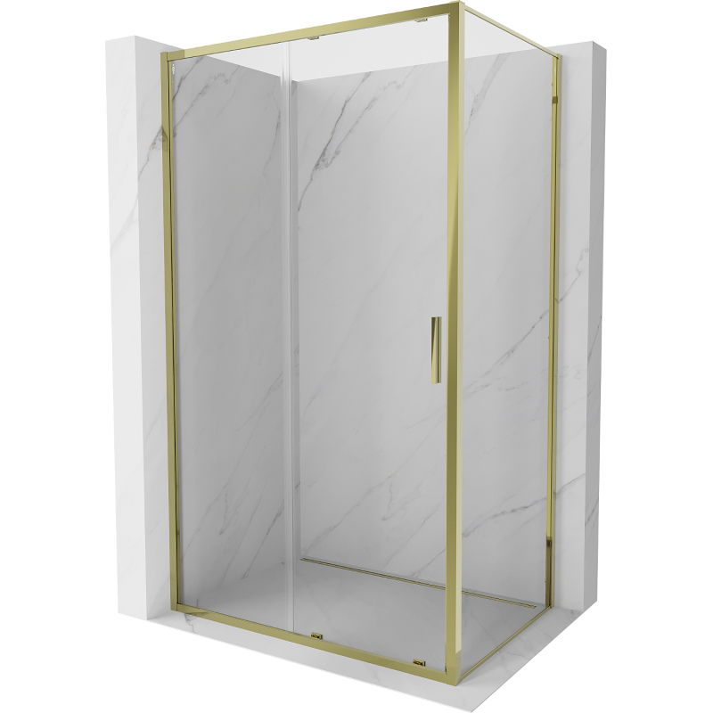 Mexen Exo плъзгаща душ кабина 90 x 85 см, прозрачна, златна - 8151-090-085-50-00