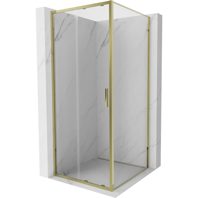 Мексен Ексо плъзгаща се душ кабина 90 x 90 см, прозрачна, златна - 8151-090-090-50-00