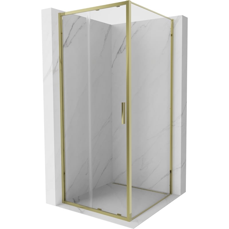 Mexen Exo плъзгаща се душ кабина 95 x 95 см, прозрачна, златна - 8151-095-095-50-00