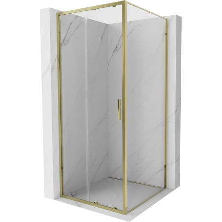 Mexen Exo плъзгаща се душ кабина 95 x 95 см, прозрачна, златна - 8151-095-095-50-00