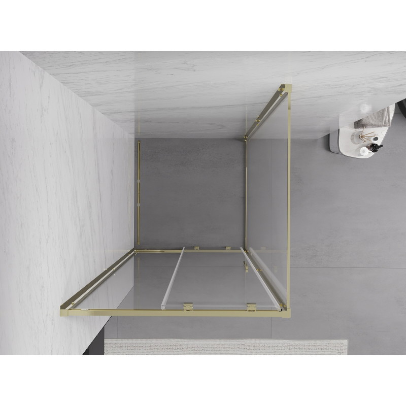 Mexen Exo-S плъзгаща се душ кабина 95 x 95 см, прозрачна, златна - 8151-095-095-50-00