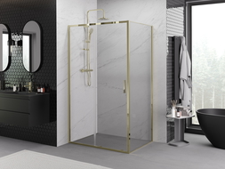 Mexen Exo плъзгаща се душ кабина 120 x 95 см, прозрачна, златна - 8151-120-095-50-00