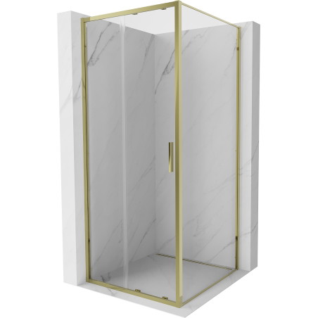 Mexen Exo-S плъзгаща се душ кабина 100 x 100 см, прозрачна, златна - 8151-100-100-50-00