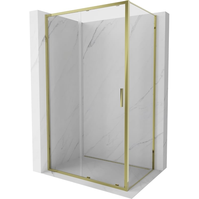 Mexen Exo плъзгаща се душ кабина 135 x 100 см, прозрачна, златна - 8151-135-100-50-00