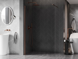 Mexen Kioto-X душ стена Walk-in 100 x 200 см, прозрачен 10 мм, розово злато - 800-100-101-60-00-X