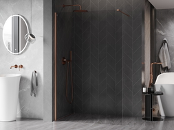 Mexen Киото-X душ кабина Walk-in 140 x 200 cm, прозрачен 10 mm, четкана мед - 800-140-101-65-00-X