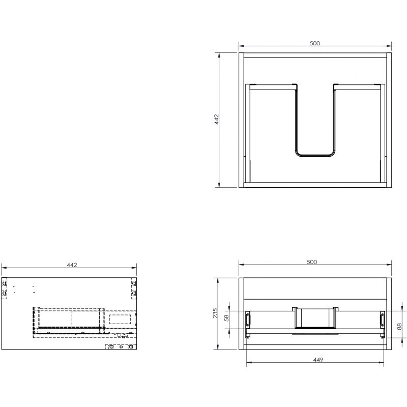 Mexen Box-A корпус шкафче за мивка 50 см, 1 чекмедже, черен мат - 91AX0-0500-235-1-71