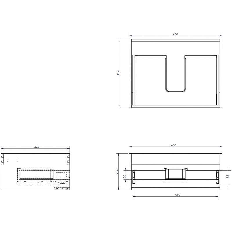 Mexen Box-A корпус шкаф под мивка 60 см, 1 чекмедже, сив мат - 91AX0-0600-235-1-62