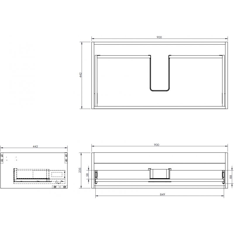 Mexen Box-A корпус шкаф под мивка 90 см, 1 чекмедже, бял мат - 91AX0-0900-235-1-01