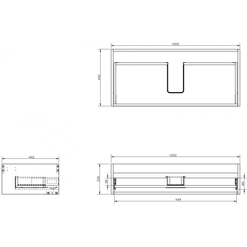 Mexen Box-A каса за мивка 100 см, 1 чекмедже, черен гланц - 91AX0-1000-235-1-70
