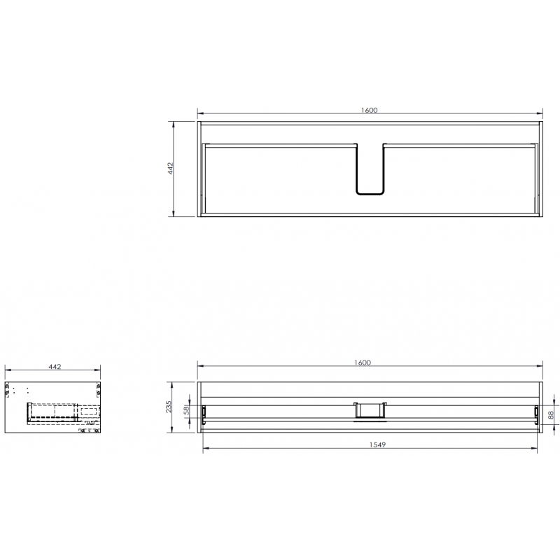 Mexen Box-A корпус за шкафове под мивката 160 см, 1 чекмедже, сив мат - 91AX0-1600-235-1-62
