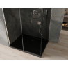 Mexen Omega плъзгаща се душкабина 100 x 90 см, графит, хром + корито Flat, черно