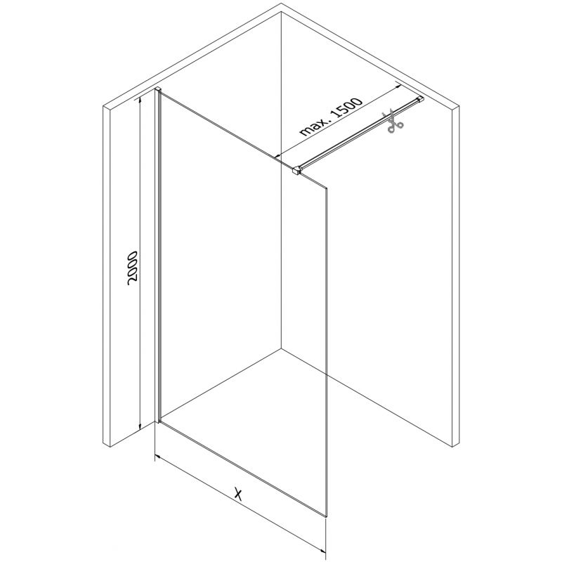 Mexen Kioto-X душ стена Walk-in 60 x 200 см, матирано 10 мм, бяла - 800-060-101-20-30-X
